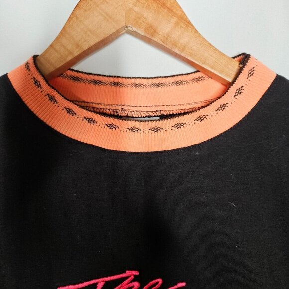 Vintage Disney Wear Walt Disney Studios Neon Text Black Sweatshirt Small/Medium - Picture 3 of 9